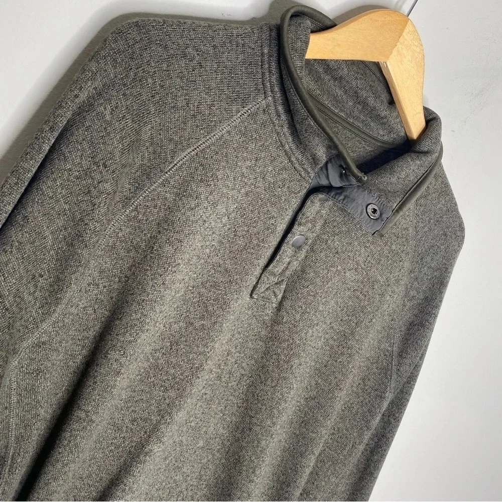 Sonoma Army Green Mock Neck Button Pullover Fleece Sweater Men's Size XXL